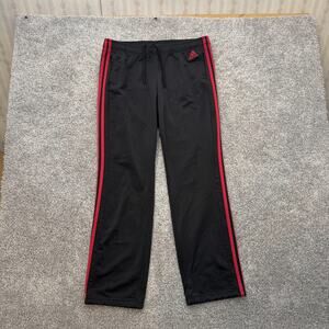 Adidas Pants Mens Medium Black Red Three Stripes Athletic Track Joggers 33x29.5